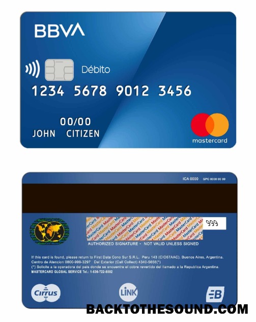 Λήψη Αργεντινή BBVA Τράπεζα Mastercard Δείγμα σχεδιασμό