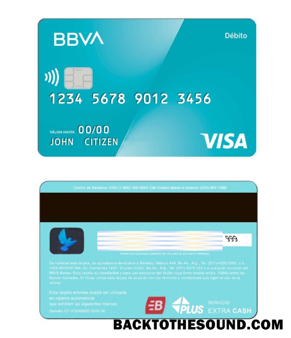 Λήψη Αργεντινή BBVA Τράπεζα Βίζα Χρέωση Κάρτα Δείγμα προσχέδιο