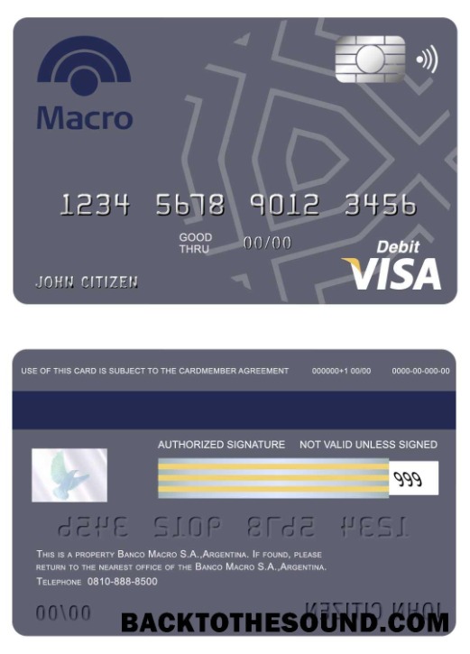 Λήψη Αργεντινή Banco Macro S.A. Τράπεζα Βίζα Κάρτα Δείγμα προσχέδιο