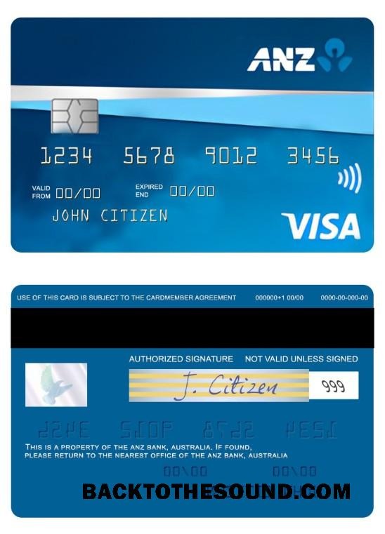 Λήψη Αυστραλία ANZ Τράπεζα First Πίστωση Βίζα Κάρτα Δείγμα προσχέδιο