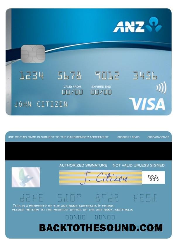 Λήψη Αυστραλία ANZ Low Τιμή Πίστωση Βίζα Κάρτα Δείγμα πρότυπο