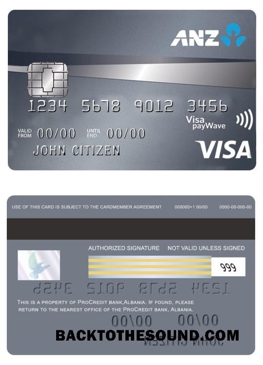 Λήψη Αυστραλία ANZ Platinum Πίστωση Βίζα Κάρτα Δείγμα προσχέδιο