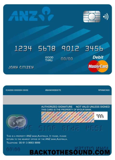 Λήψη Αυστραλία ANZ Τράπεζα Mastercard Δείγμα πρότυπο