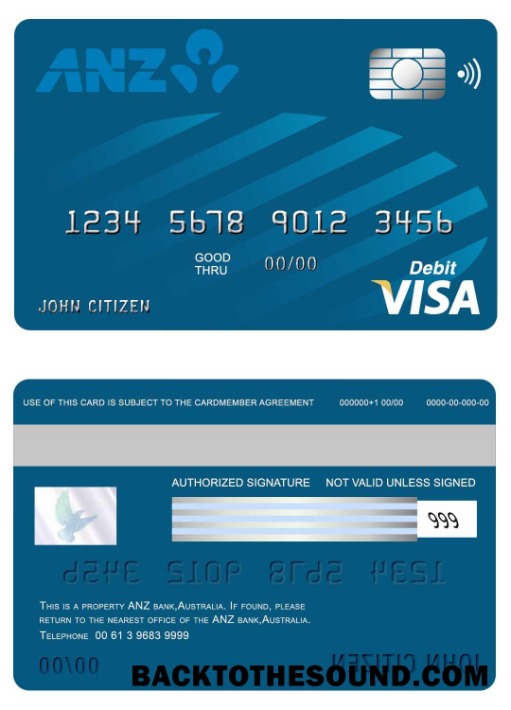 Λήψη Αυστραλία ANZ Τράπεζα Βίζα Κάρτα Δείγμα προσχέδιο