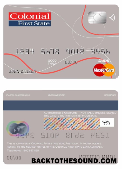 Λήψη Αυστραλία Colonial First State Τράπεζα Mastercard Δείγμα προεπισκόπηση