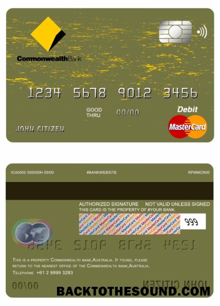 Λήψη Αυστραλία Commonwealth Τράπεζα Mastercard Δείγμα πρότυπο