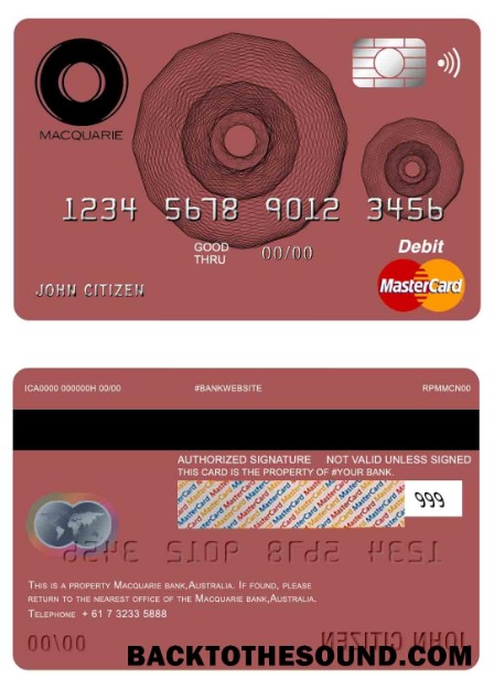 Λήψη Αυστραλία Macquarie Τράπεζα Mastercard Δείγμα δείγμα