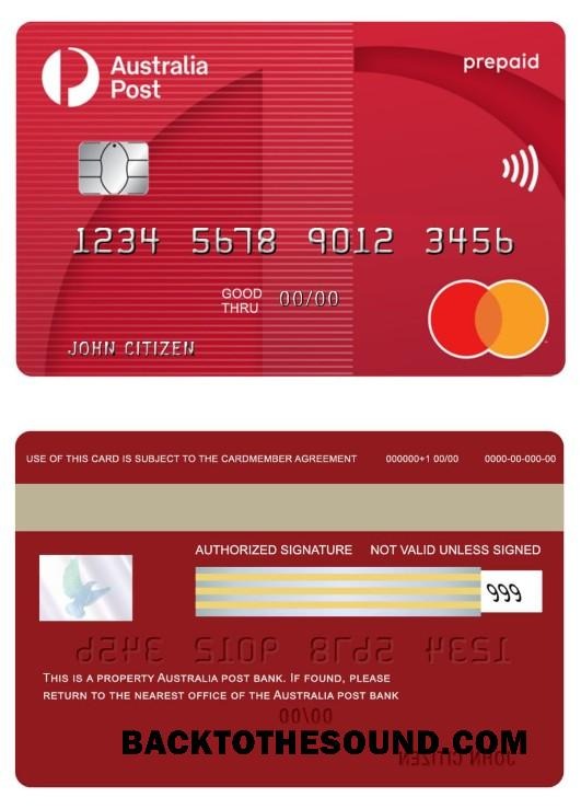 Λήψη Αυστραλία post Τράπεζα prepaid Mastercard Δείγμα σχεδιασμό