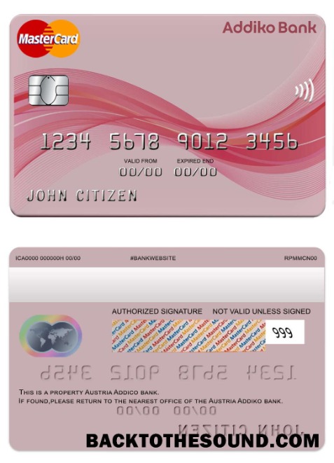 Λήψη Αυστρία Addiko Τράπεζα Mastercard Δείγμα πρότυπο