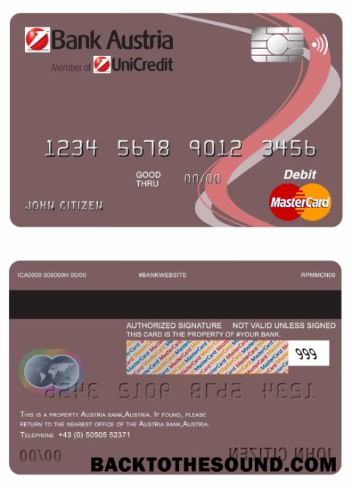 Λήψη Αυστρία Τράπεζα Αυστρία Mastercard Χρέωση Κάρτα Δείγμα προεπισκόπηση