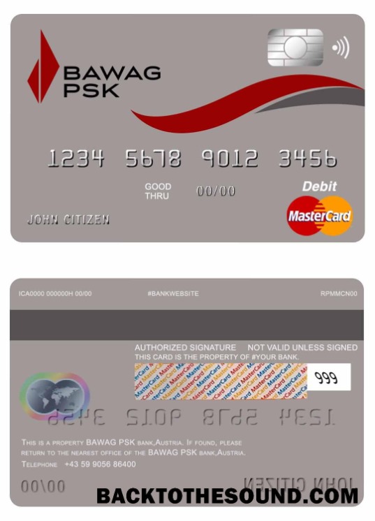 Λήψη Αυστρία Bawag PSK Τράπεζα Mastercard Δείγμα πρότυπο