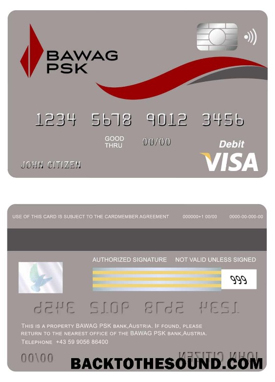Λήψη Αυστρία Bawag PSK Τράπεζα Βίζα Κάρτα Δείγμα προσχέδιο
