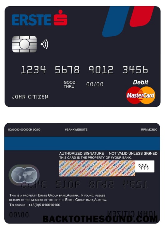 Λήψη Αυστρία Erste Group Τράπεζα Mastercard Δείγμα πρότυπο