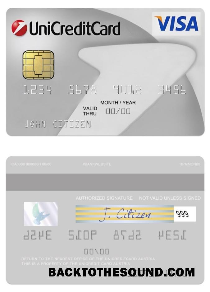 Λήψη Αυστρία UniCredit Βίζα Classic Κάρτα Δείγμα πρότυπο