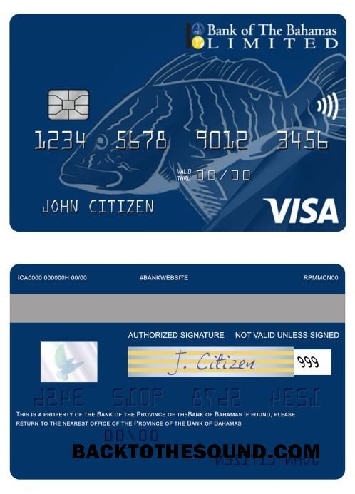 Λήψη Μπαχάμες Τράπεζα of Μπαχάμες Prepaid US Dollar Βίζα Κάρτα Δείγμα προεπισκόπηση