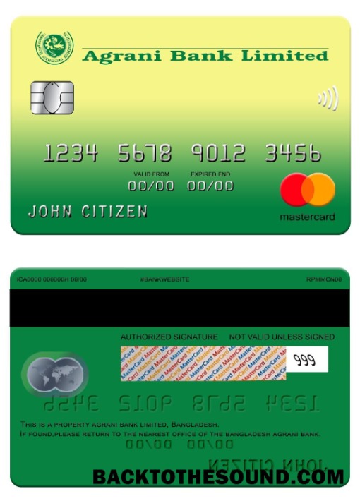 Λήψη Μπανγκλαντές Agrani Τράπεζα Mastercard Δείγμα σχεδιασμό