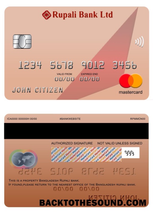 Λήψη Μπανγκλαντές Rupali Τράπεζα,Mastercard Δείγμα πρότυπο