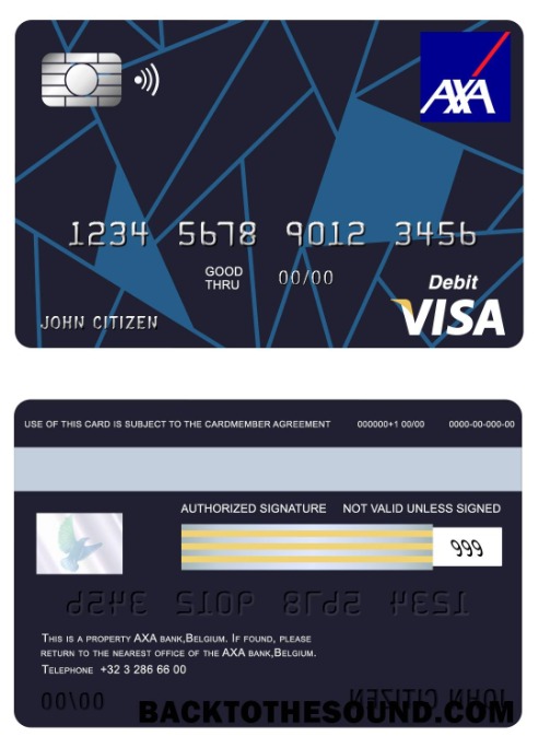 Λήψη Βέλγιο AXA Βίζα Κάρτα Δείγμα σχεδιασμό