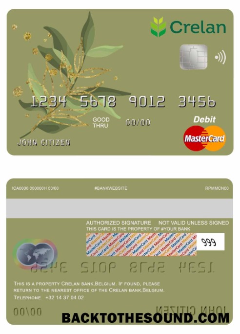 Λήψη Βέλγιο Crelan Τράπεζα Mastercard Χρέωση Κάρτα Δείγμα σχεδιασμό