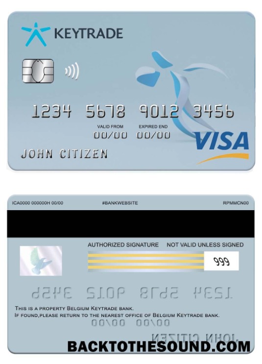 Λήψη Βέλγιο Keytrade Τράπεζα Βίζα Κάρτα Δείγμα πρότυπο
