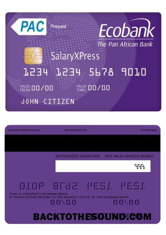 Λήψη Μπενίν Ecobank salaryxpress prepaid Κάρτα Δείγμα πρότυπο