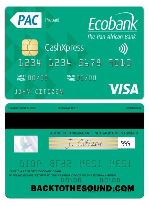 Λήψη Μπενίν Ecobank Βίζα cashxpress Κάρτα Δείγμα προεπισκόπηση