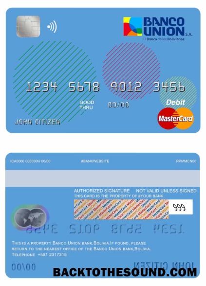 Λήψη Βολιβία Banco ένωση Τράπεζα Mastercard Χρέωση Κάρτα Δείγμα προσχέδιο