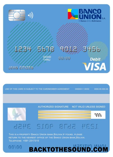 Λήψη Βολιβία Banco ένωση Τράπεζα Βίζα Κάρτα Δείγμα σχεδιασμό