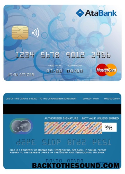 Λήψη Βοσνία και Ερζεγοβίνη Ata Τράπεζα Mastercard Δείγμα σχεδιασμό