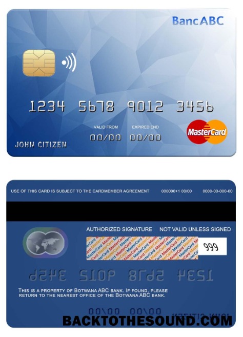 Λήψη Bostwana ABC Τράπεζα Mastercard Δείγμα πρότυπο