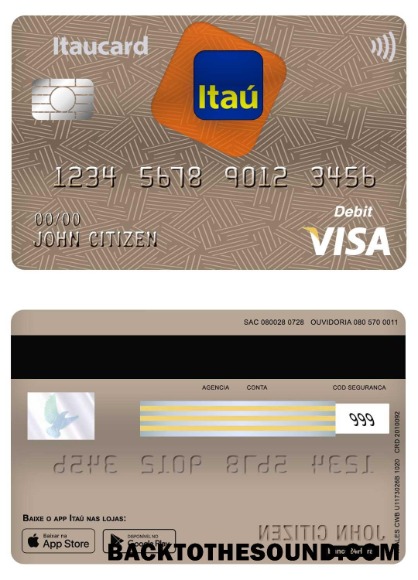 Λήψη Βραζιλία Itau Τράπεζα Βίζα Χρέωση Κάρτα Δείγμα σχεδιασμό