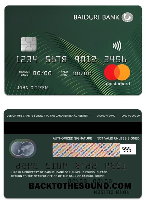 Λήψη Μπρουνέι Baiduri Τράπεζα στάνταρ Πίστωση Mastercard Δείγμα σχεδιασμό