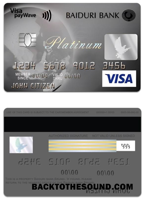 Λήψη Μπρουνέι Baiduri Τράπεζα Βίζα Platinum Πίστωση Κάρτα Δείγμα σχεδιασμό