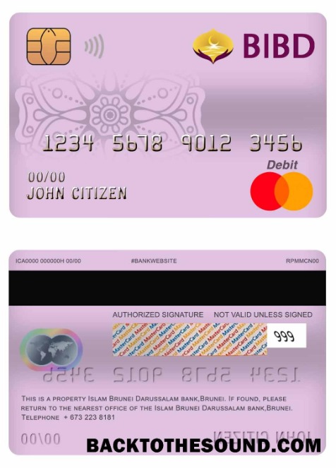 Λήψη Μπρουνέι Τράπεζα Islam Μπρουνέι Darussalam Τράπεζα Mastercard Χρέωση Κάρτα Δείγμα προσχέδιο
