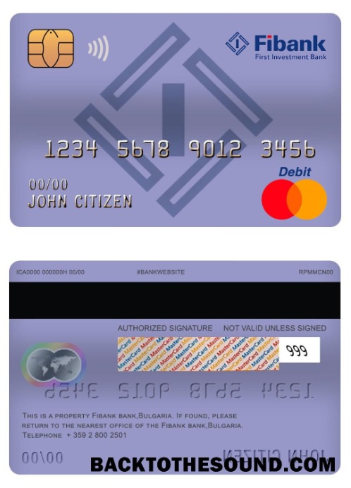 Λήψη Βουλγαρία Fibank Τράπεζα master Χρέωση Κάρτα Δείγμα δείγμα
