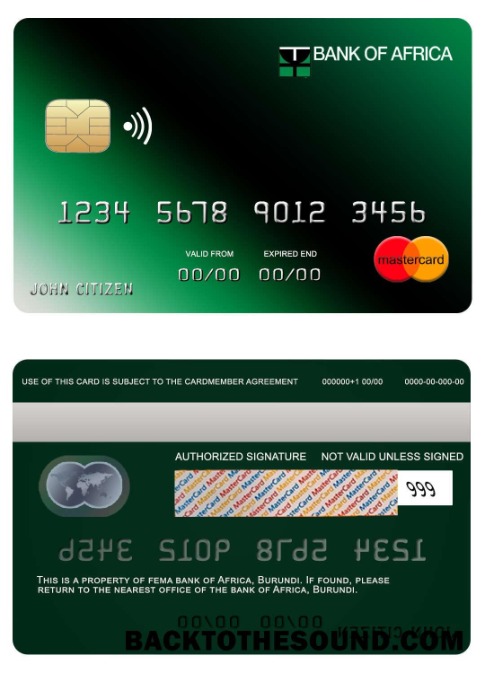 Λήψη Μπουρούντι Africa Τράπεζα Mastercard Δείγμα πρότυπο