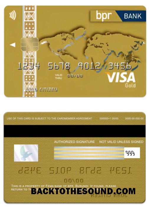 Λήψη Μπουρούντι BPR Τράπεζα Βίζα gold Πίστωση Κάρτα Δείγμα πρότυπο