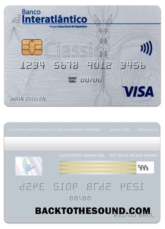 Λήψη Πράσινο Ακρωτήριο Banco Interatiantico Τράπεζα Βίζα classic Κάρτα Δείγμα πρότυπο
