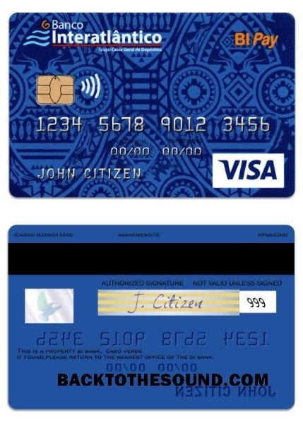 Λήψη Πράσινο Ακρωτήριο Banco Interatlantico Τράπεζα BI Pay Βίζα Κάρτα Δείγμα σχεδιασμό