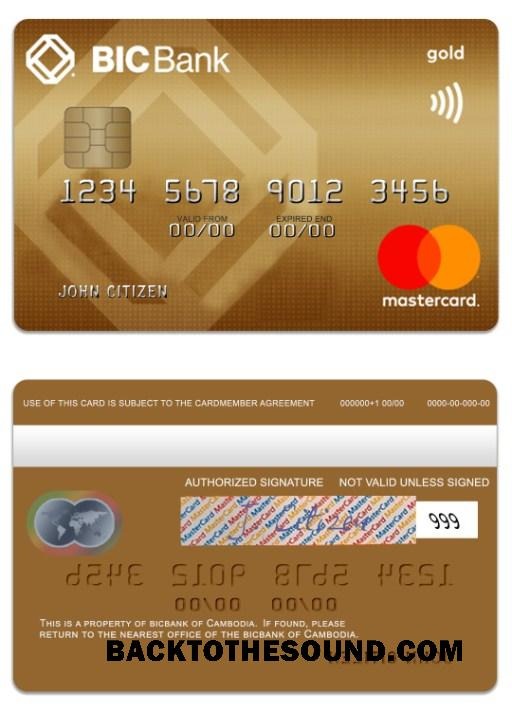 Λήψη Καμπότζη BICBank Πίστωση gold Mastercard Δείγμα σχεδιασμό