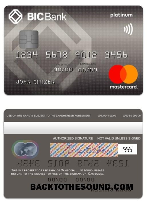 Λήψη Καμπότζη BICBank Πίστωση platinum Mastercard Δείγμα πρότυπο