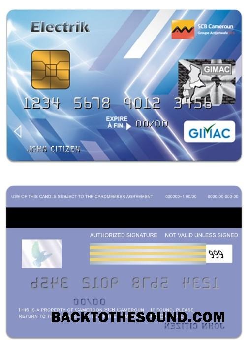 Λήψη Καμερούν SCB Τράπεζα Gimac Electrik Κάρτα Δείγμα δείγμα