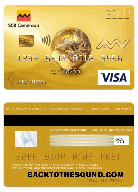 Λήψη Καμερούν SCB Τράπεζα Βίζα gold Κάρτα Δείγμα πρότυπο