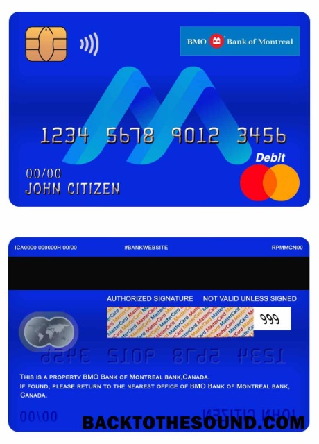 Λήψη Καναδάς BMO Τράπεζα of Montreal Τράπεζα master Χρέωση Κάρτα Δείγμα δείγμα