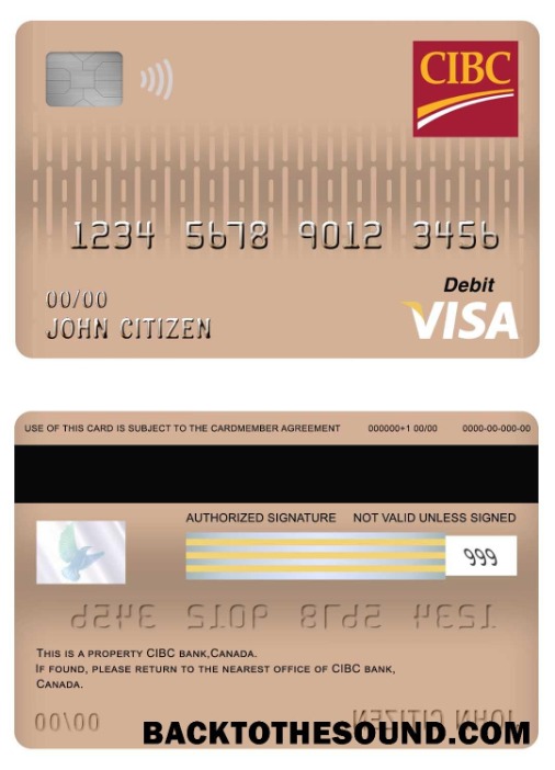 Λήψη Καναδάς CIBC Τράπεζα Βίζα Χρέωση Κάρτα Δείγμα σχεδιασμό
