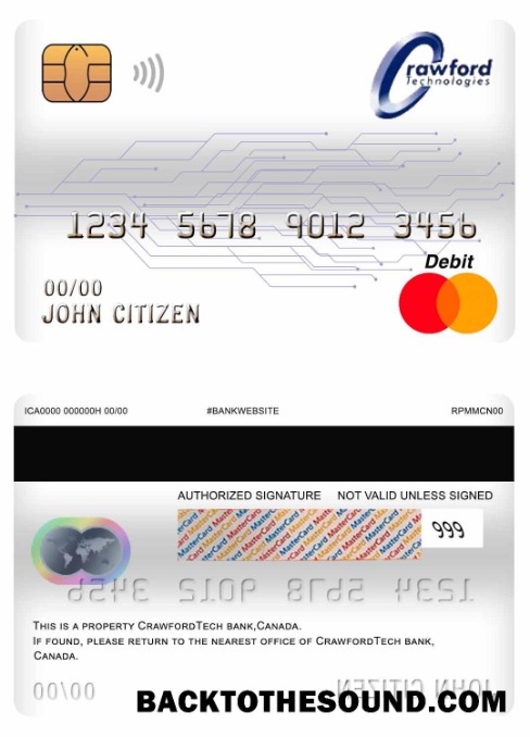 Λήψη Καναδάς Crawfordtech Τράπεζα Mastercard Χρέωση Κάρτα Δείγμα προεπισκόπηση