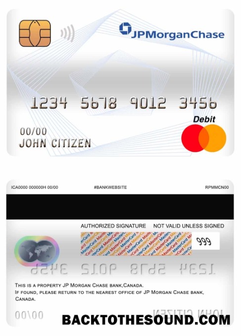 Λήψη Καναδάς JP Morgan Chase Τράπεζα Mastercard Χρέωση Κάρτα Δείγμα προσχέδιο