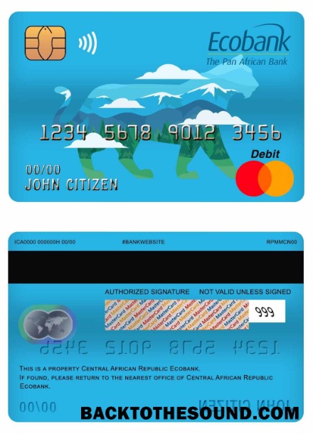 Λήψη Κεντροαφρικανική Δημοκρατία Ecobank master Χρέωση Κάρτα Δείγμα προεπισκόπηση