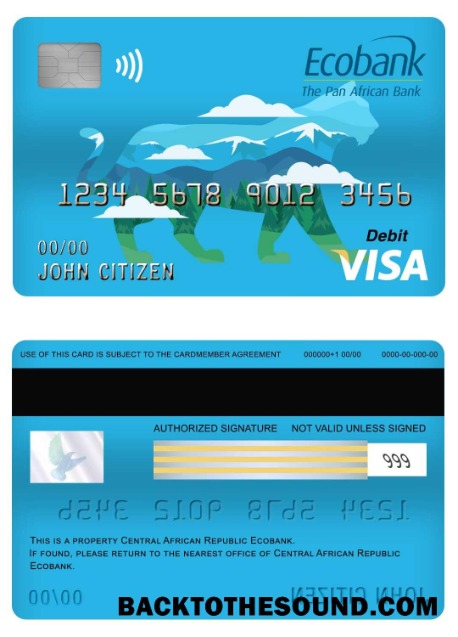 Λήψη Κεντροαφρικανική Δημοκρατία Ecobank Βίζα Χρέωση Κάρτα Δείγμα σχεδιασμό