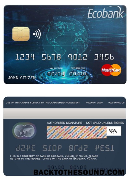 Λήψη Τσαντ Ecobank Τράπεζα Mastercard Δείγμα πρότυπο